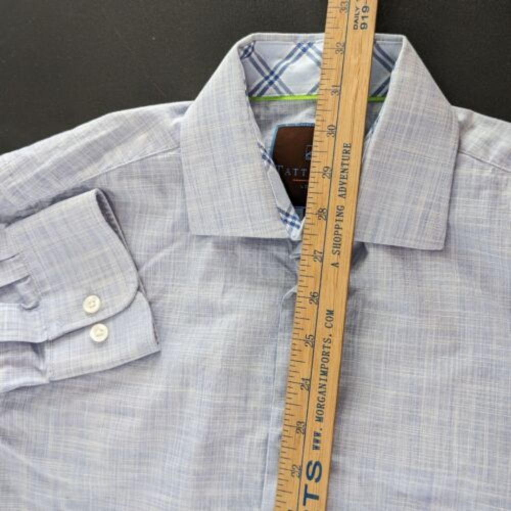 Tattersall London Men's 15 S/M Cotton Long Sleeve Button Down Shirt - Picture 7 of 7